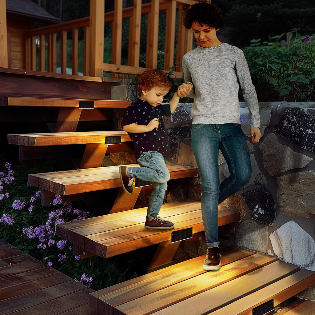 Solar Step Lights, Stair Lights Outdoor Waterproof Decor 6 Pack Warm White
