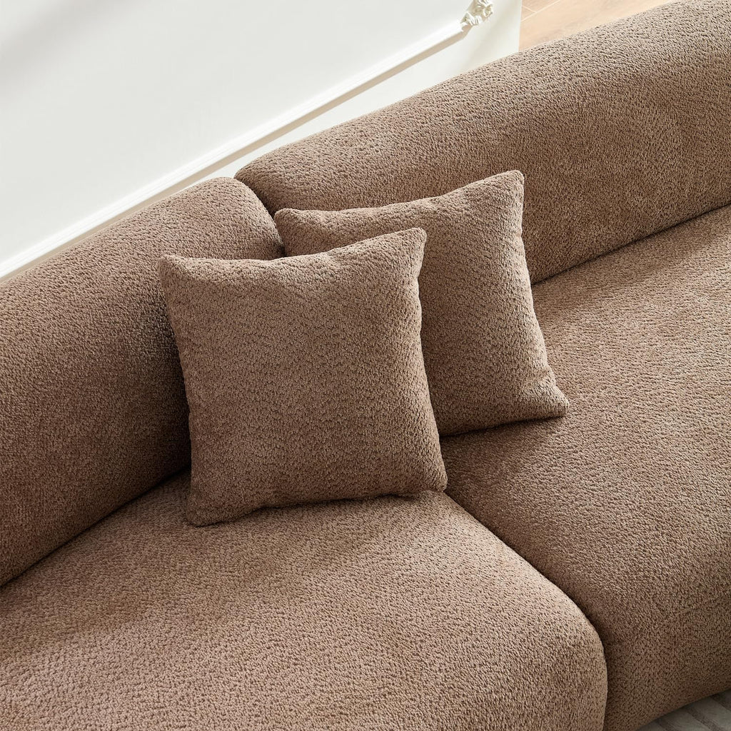 135.4" Oversized Luxury Curved Sofa, Modern Sectional Couch Boucle, Camel