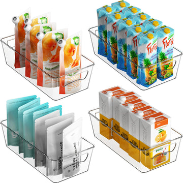 4 Pack Clear Fridge Storage Bins Organizer (12"x6.2"x3.4")