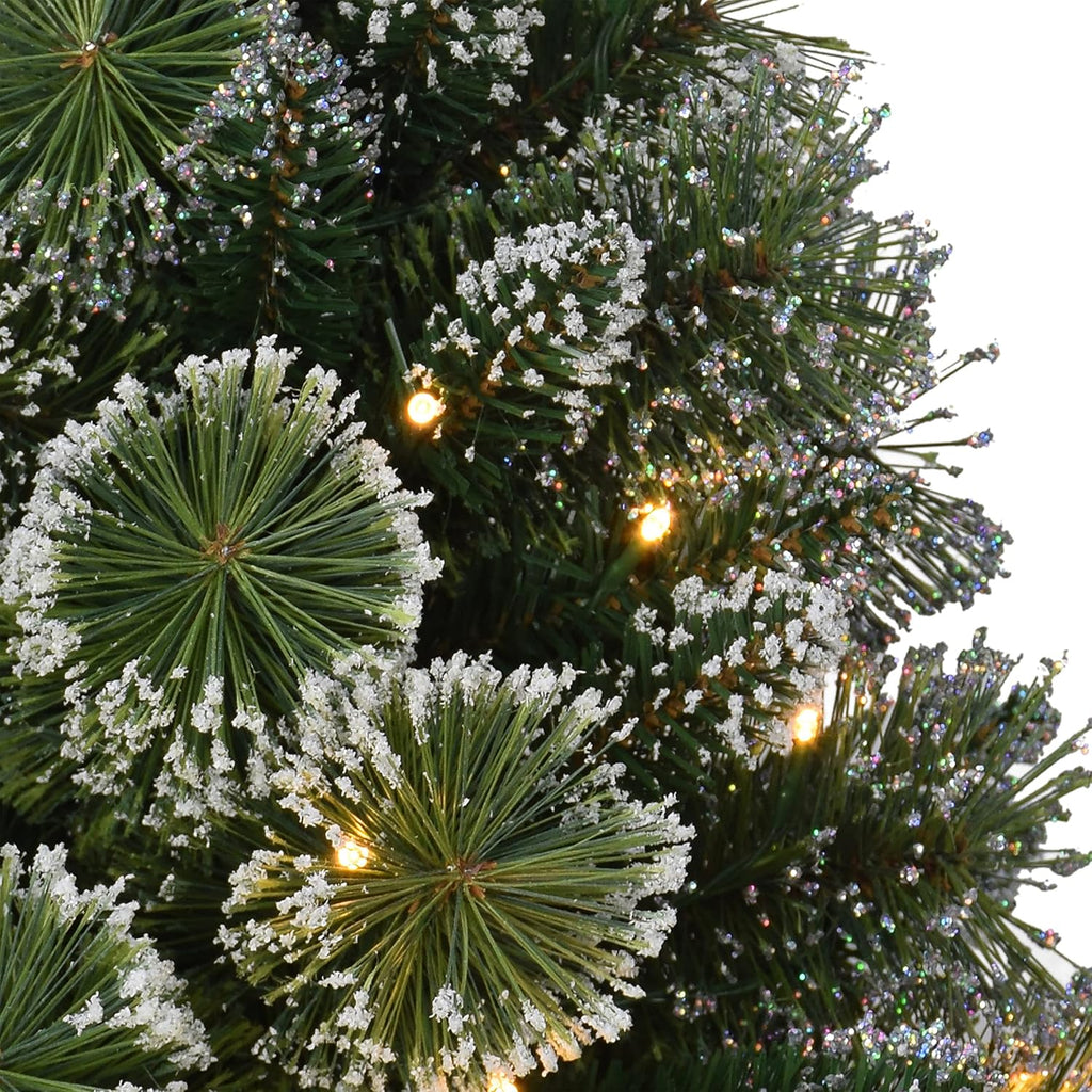 International Pre-Lit 2' Table Top Artificial Christmas Tree with 35 Lights in Tan Sac, Green