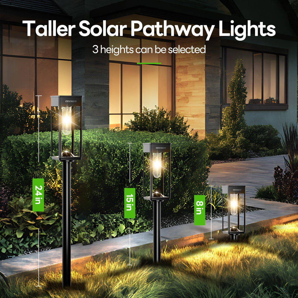 Solar Path Lights Outdoor Waterproof 3000K Warm White, 6 Pack