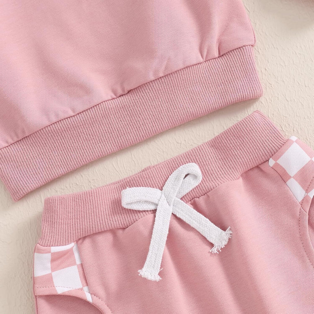 Toddler Baby Girl Clothes Contrast Color Fall Winter Outfit Long Sleeve Sweatshirts and Pants Newborn Infant Set