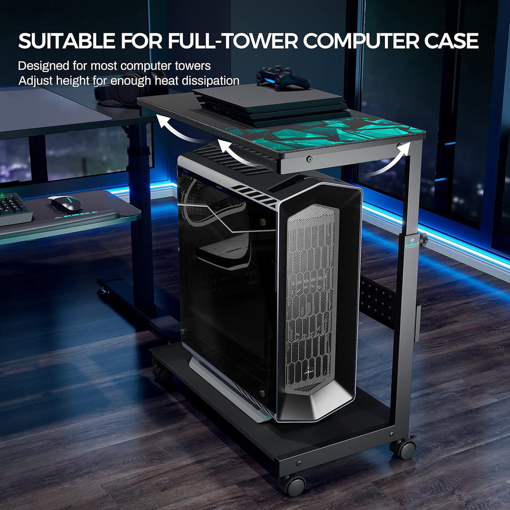 60 Inch L60 L Shaped Gaming Desk with Height Adjustable Computer Tower Stand Workstation