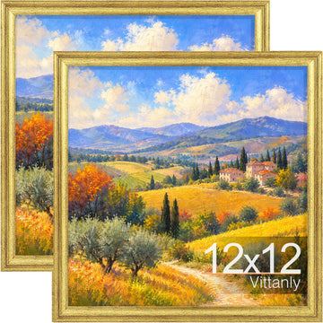 12x12 Picture Frames Set of 2, Ornate Vintage Photo Frame for Wall or Tabletop, Display 8x8 Pictures with Mat or