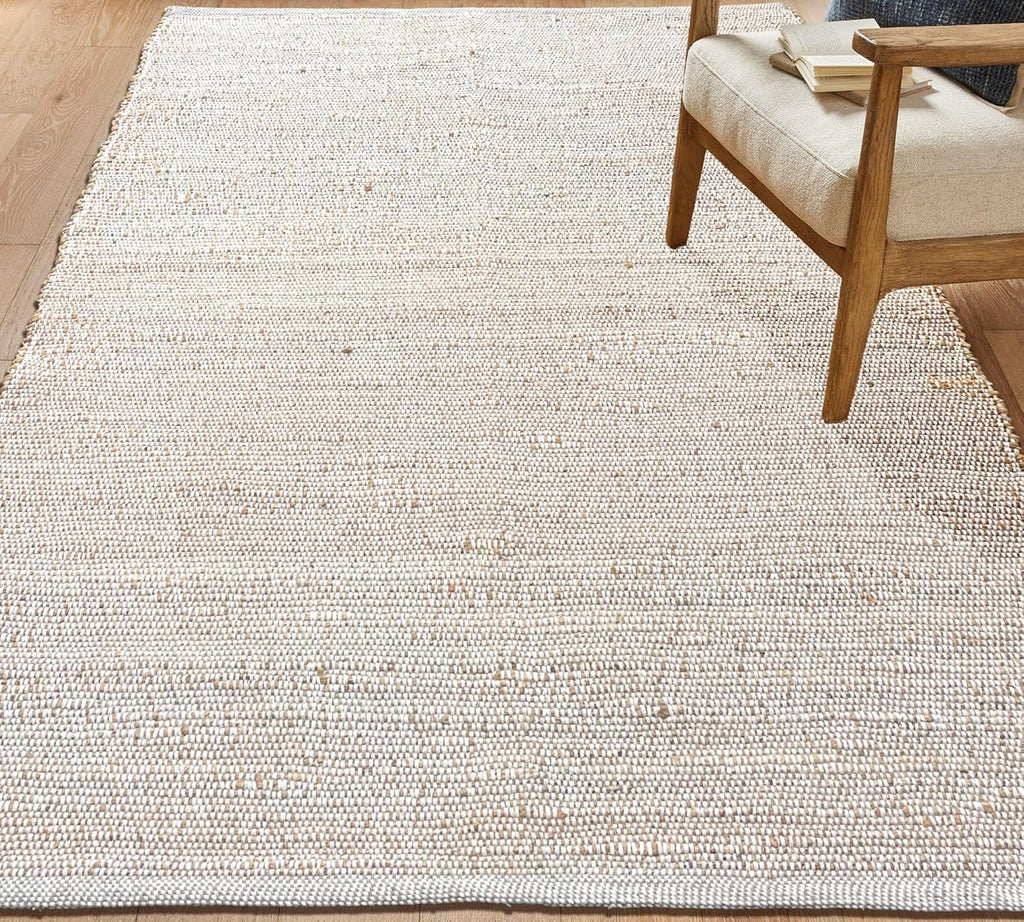 9x12 Jute Cotton Hand Woven Area Rug, Natural Jute/Cream Braided Boho Farmhouse Rug