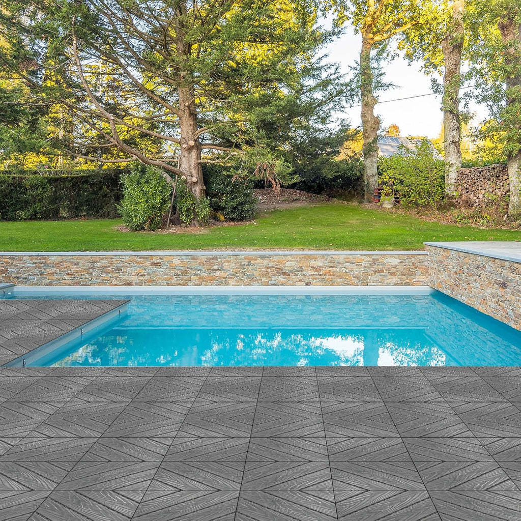 Interlocking Deck Tiles, Anti-Slip Plastic Tiles for All Weather, Outdoor/Indoor Flooring for Patio, Porch, Poolside