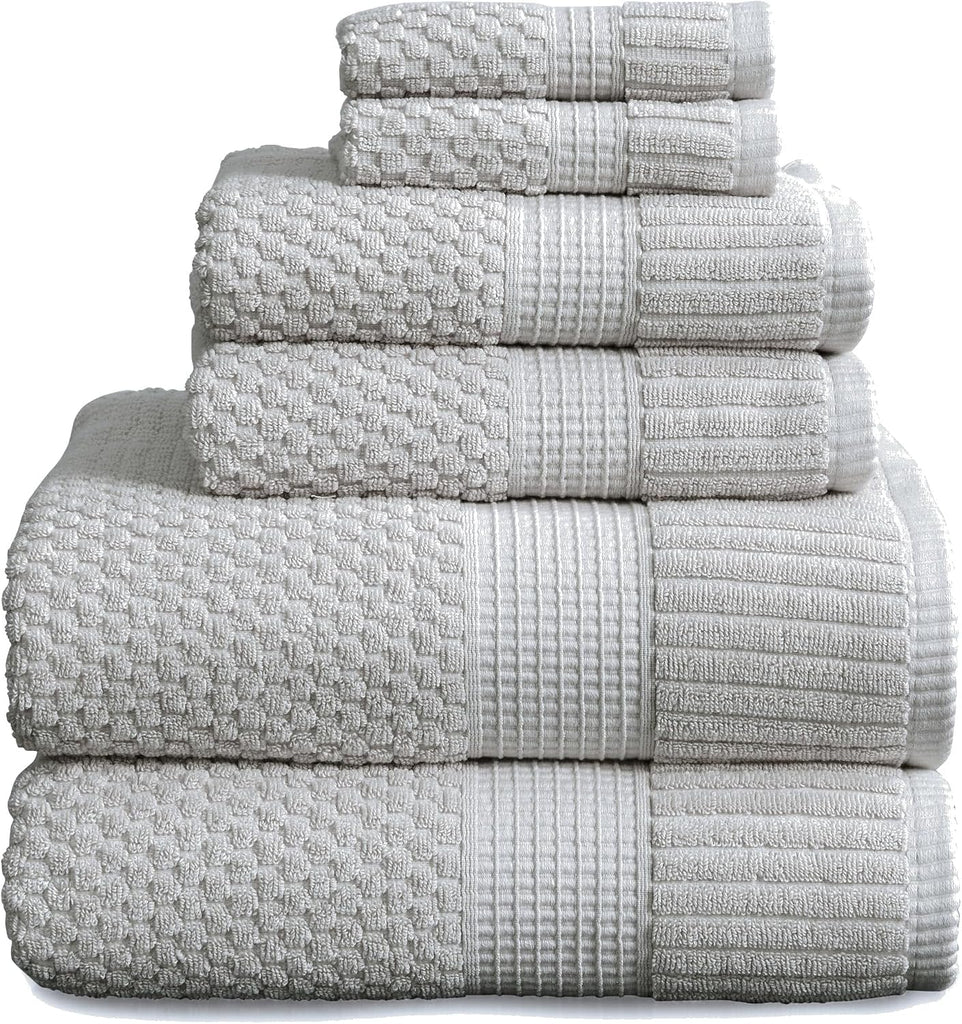 100% Cotton 6 Piece Bath Towel Set | Grey Towels | Oeko‐TEX Standard 100 | Soft & Absorbent, Quick‐Dry | Trinity