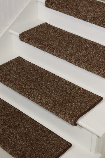 TM Rounded Bullnose Carpet Stair Treads - Anti Slip Indoor Stair Mats for Wooden Stairs, Style: Stoney Brook, Black