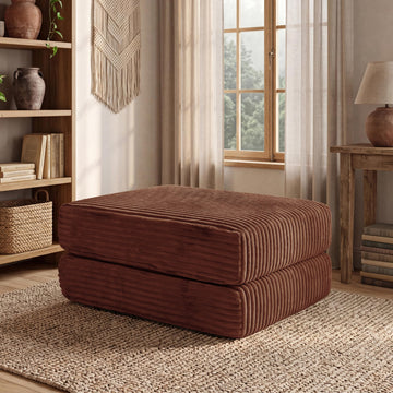 37.4'' Modern Ottoman for Boneless Sofa Couch, Fluffy Corduroy Compressed Foot Rest, Comfy Plush Rectangle Pouf