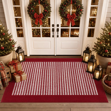 Christmas Indoor Doormat Washable Red Muddy Rugs for Dogs 32"x48"