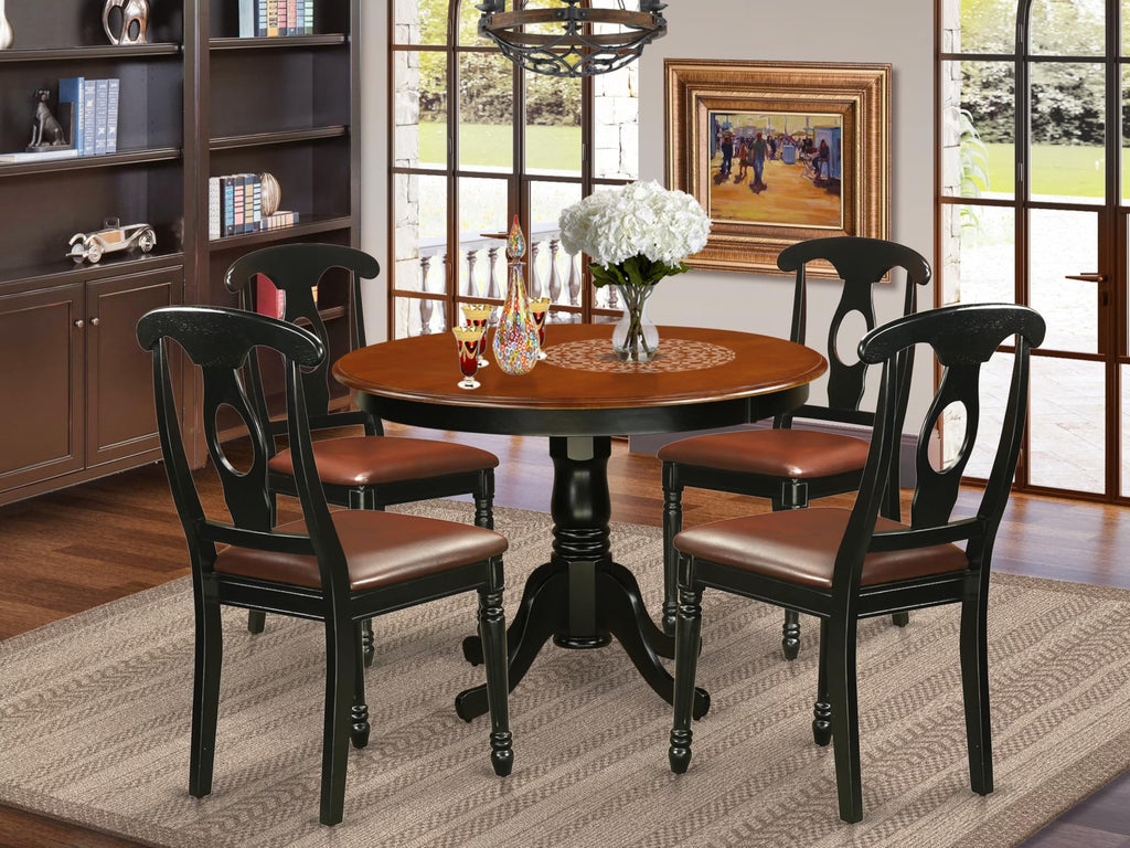 West Furniture 5 Piece Kitchen Table & Chairs Set Includes a Round Dining Room Table with Pedestal and 4