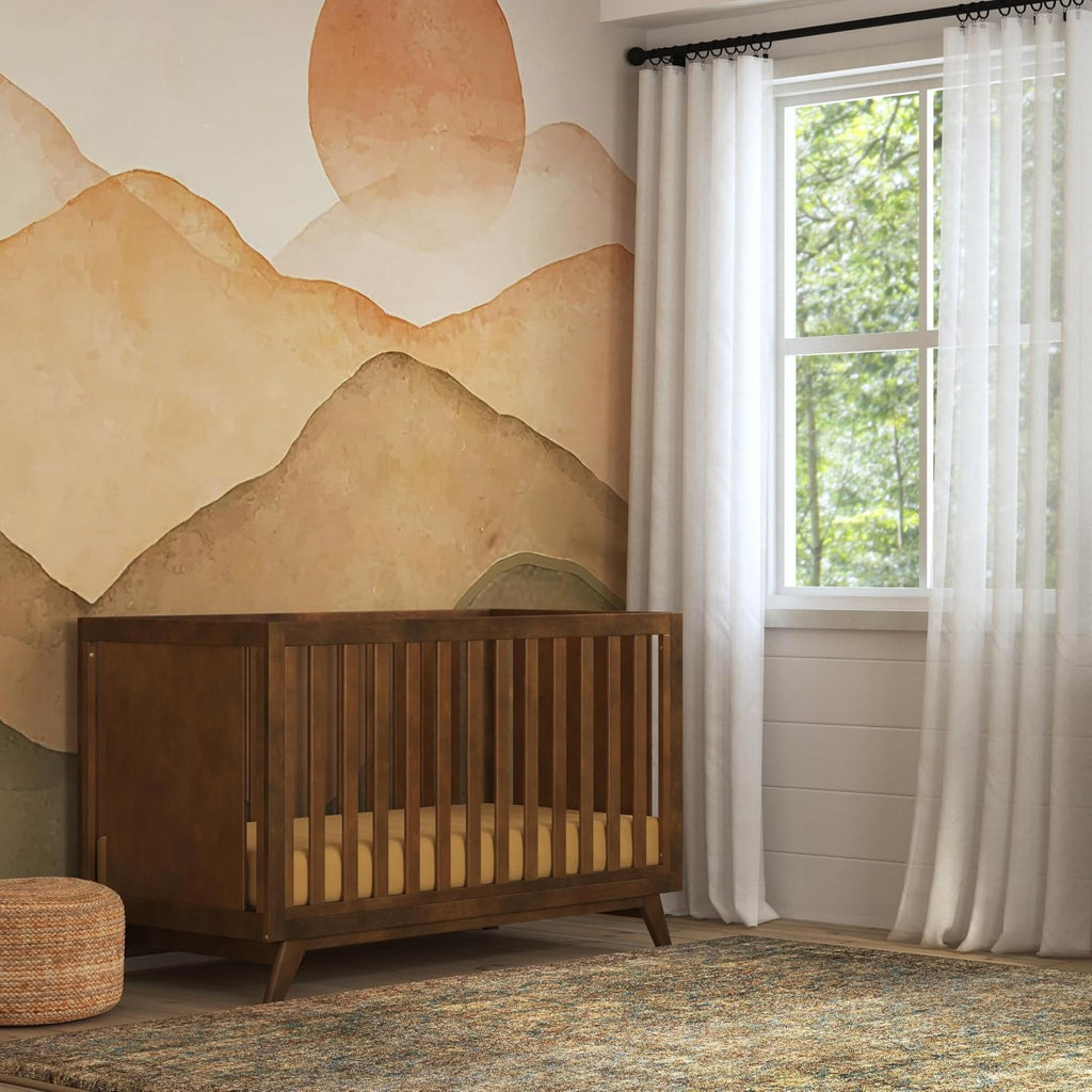 Otto 3-in-1 Convertible Crib in Walnut, Greenguard Gold Certified | Converts to Toddler Bed & Daybed, 4 Adjustable