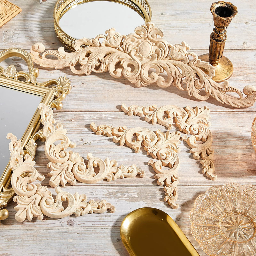 5 Pcs Wood Appliques and Onlay for Furniture, Large Size, Delicate