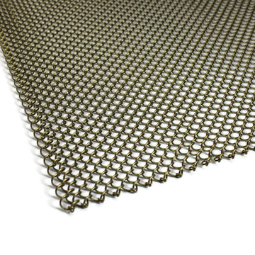 Fireplace Screen Mesh Curtain, 28 in. High - Made in USA, 19-Gauge Steel, 2 Panels - Antique Brass