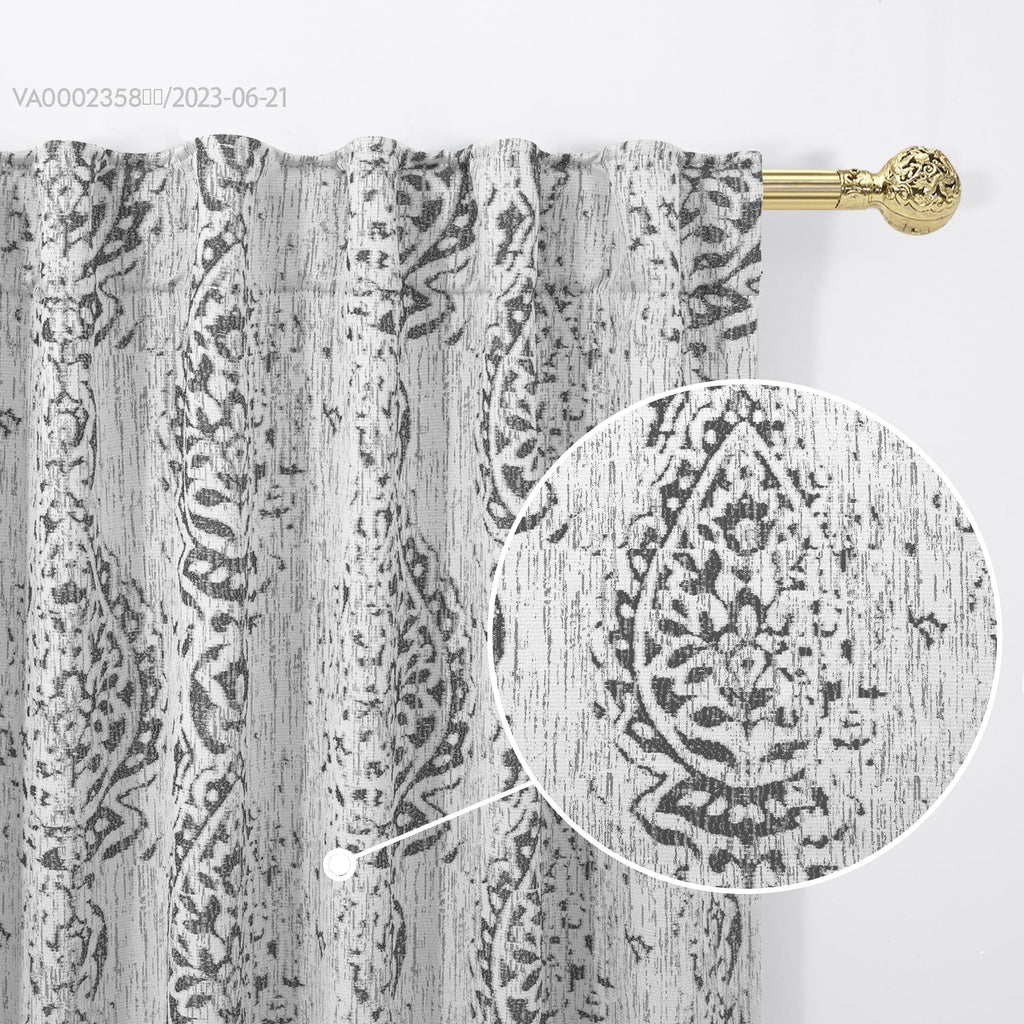 108 Inch Curtains, 9FT Damask Jacquard Luxury Back Tab Drapes Bedroom, 2 Panels Set, 9 FT Length 52'' L x 108'' W