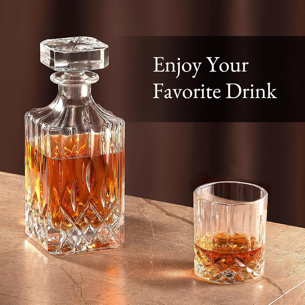 Ry Gift For Men - Whiskey Decanter Set For Beloved Husband Or Dad Birthday Gift - 4 Whiskey Glasses And Decanter Set