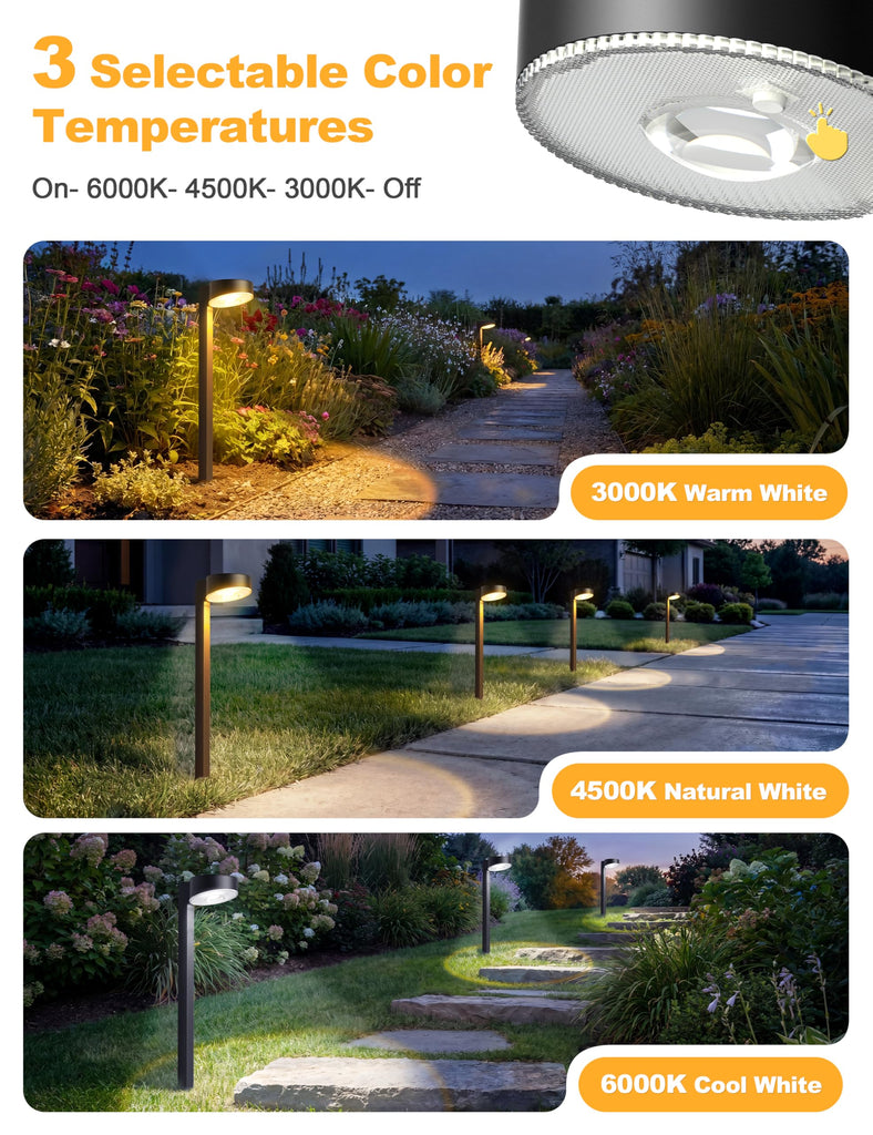 Solar Pathway Lights Outdoor, 12 Pack 3CCT(3000K/4500K/6000K) Bright Solar Walkway Lights, Auto On/Off, Landscape