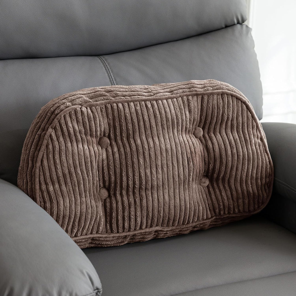 Lumbar Support Pillow for Recliner Chair/Accent Chair/Couch/Office Chair, Tufted Corduroy Back Support Cushion for