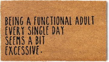 Being a Functional Adult Door Mat 30x17 Inch, Funny Welcome Mat Coir | Funny Home Decor, Conversation Starter