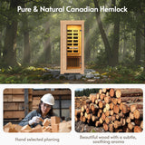 ENSTVER Infrared Wood Sauna 5.4Ft 1 Person