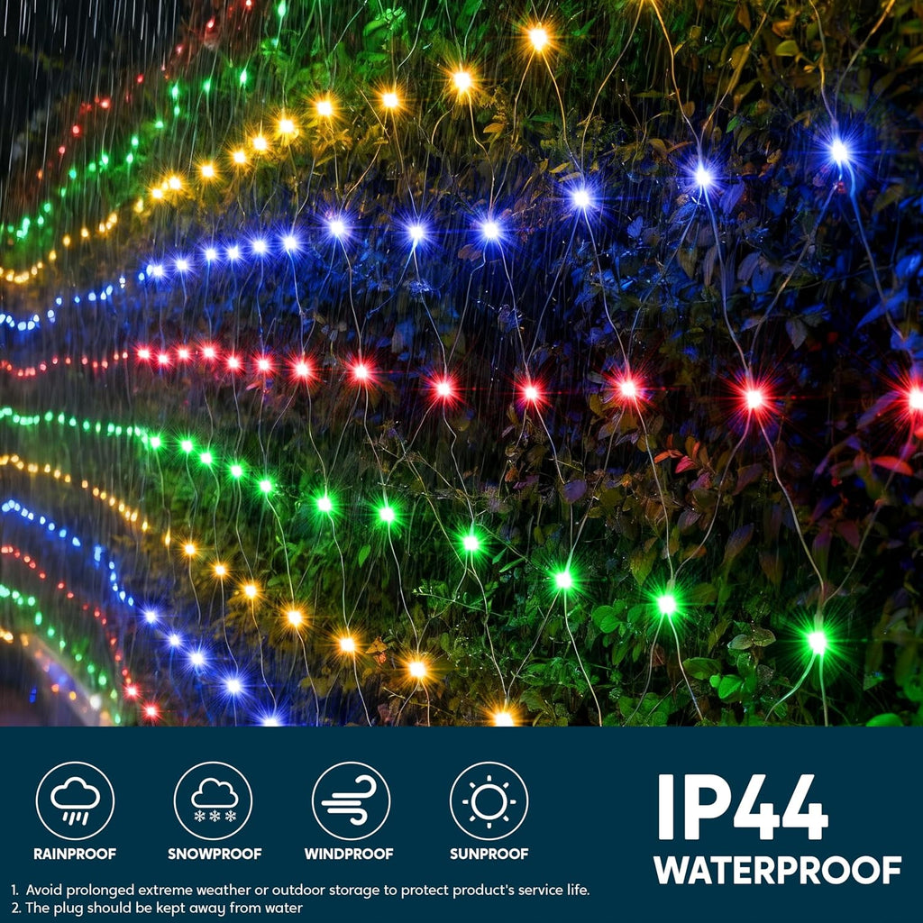 200 LED Christmas Net Lights, 6.5X 10FT Christmas Mesh Lights with 8 Modes, Connectable, Waterproof for Bushes Trees