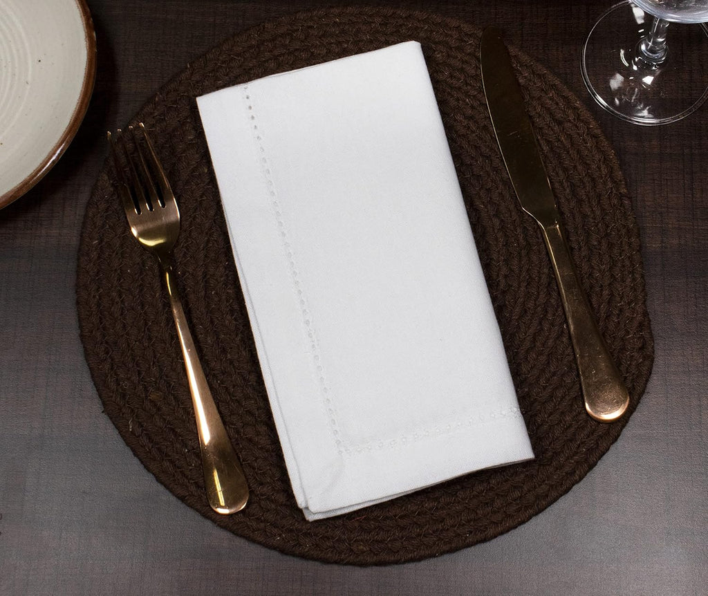 Set of 12 Hemstitch Cloth Dinner Napkins 100% Cotton - Soft Durable Washable - Ideal for Wedding Spring Easter Summer