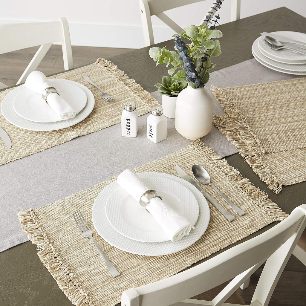 Variegated Tabletop Collection, Placemat Set3x19, Taupe, 6 Piece