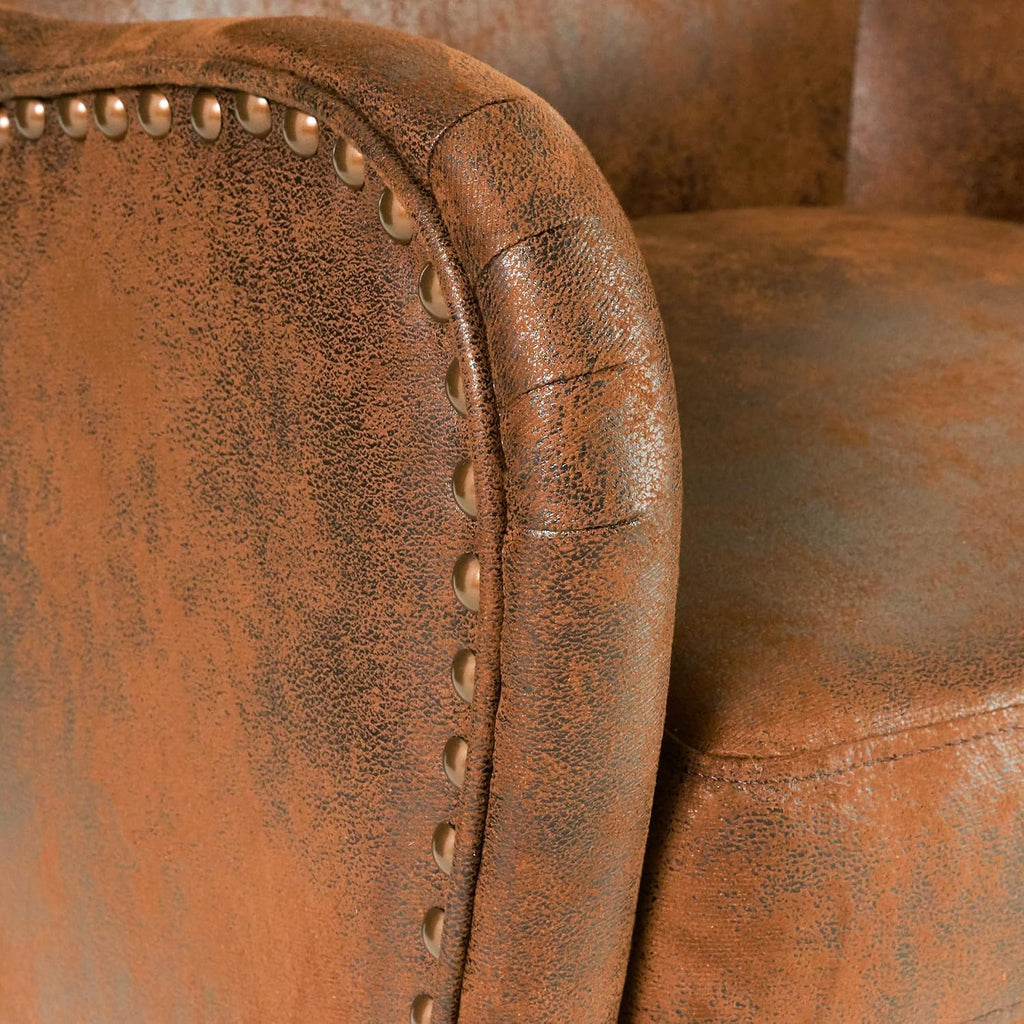 2 Piece Mid-Century Modern Accent Chairs, 27" Wide Wingback Club Chair Set of 2 with Nailhead Trim, Fabric Reading