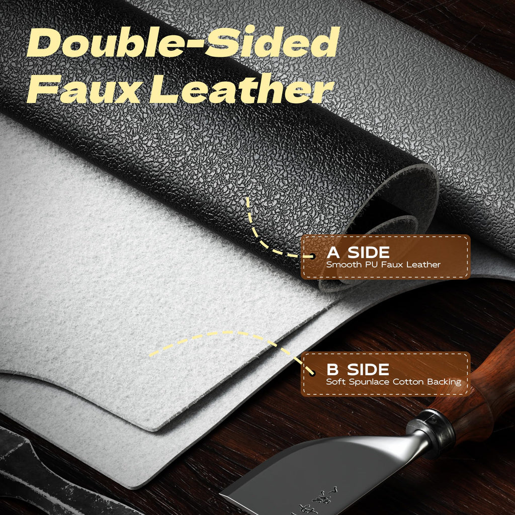 Faux Leather Upholstery, 1mm Thick, Waterproof & UV Resistant, Cotton Backing, Boat, Automotive, Crafting & Outdoor