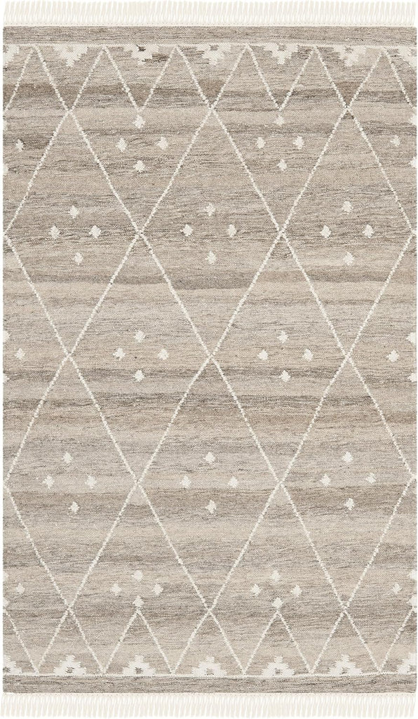 Natural Kilim Collection Accent Rug - 4' x 6', Natural & Ivory, Handmade Moroccan Boho Tribal Wool & Viscose, Ideal