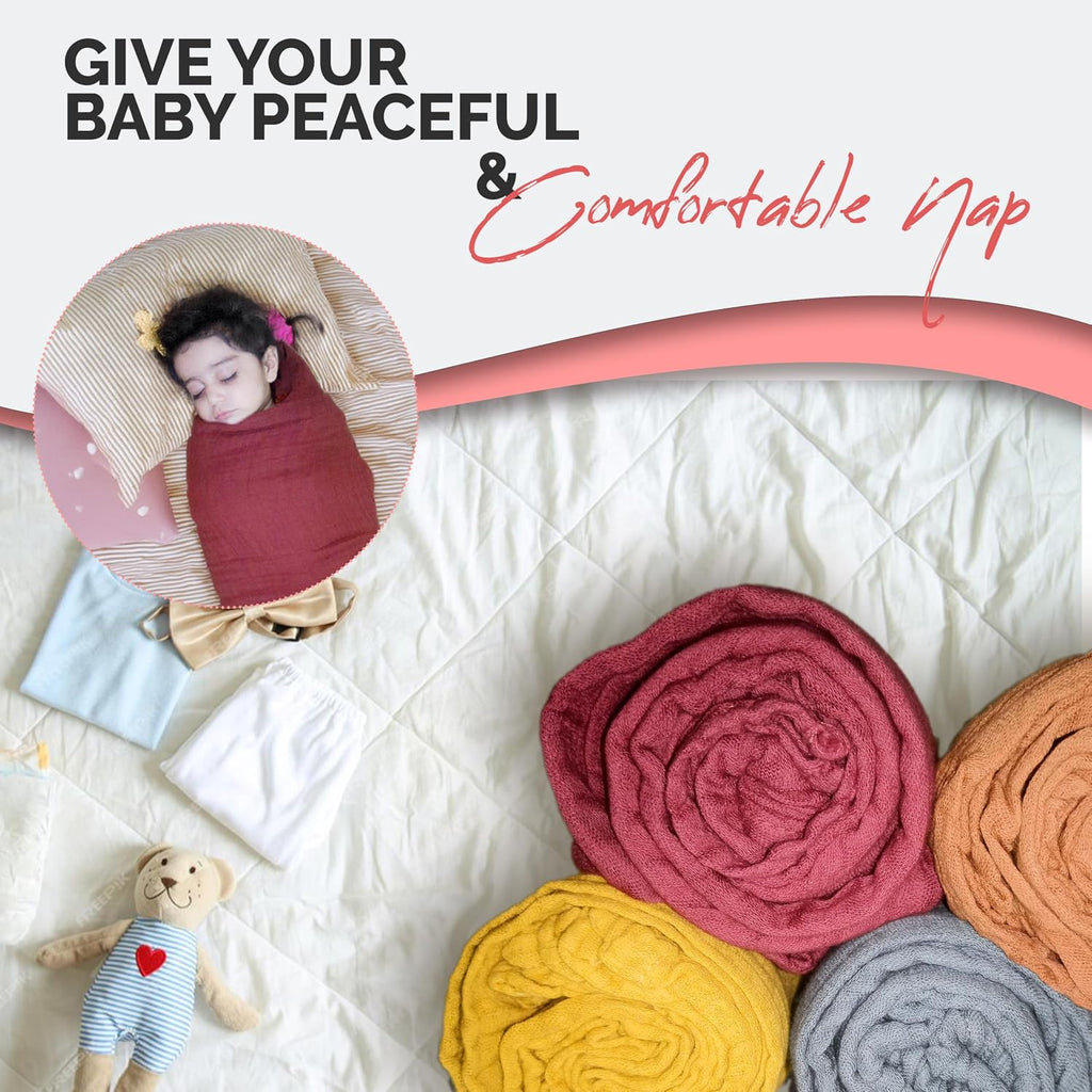 Pack of 4 Swaddle Blankets - Organic Cotton Muslin Baby Blanket for Swaddles 3-6 Months & 0-3 Months | Soft Swaddle