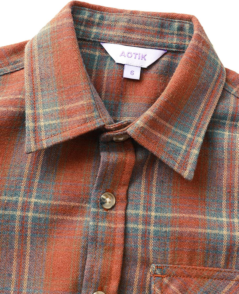 6 oz Boys Flannel Shirts Plaid Button Down Shirt Long Sleeve