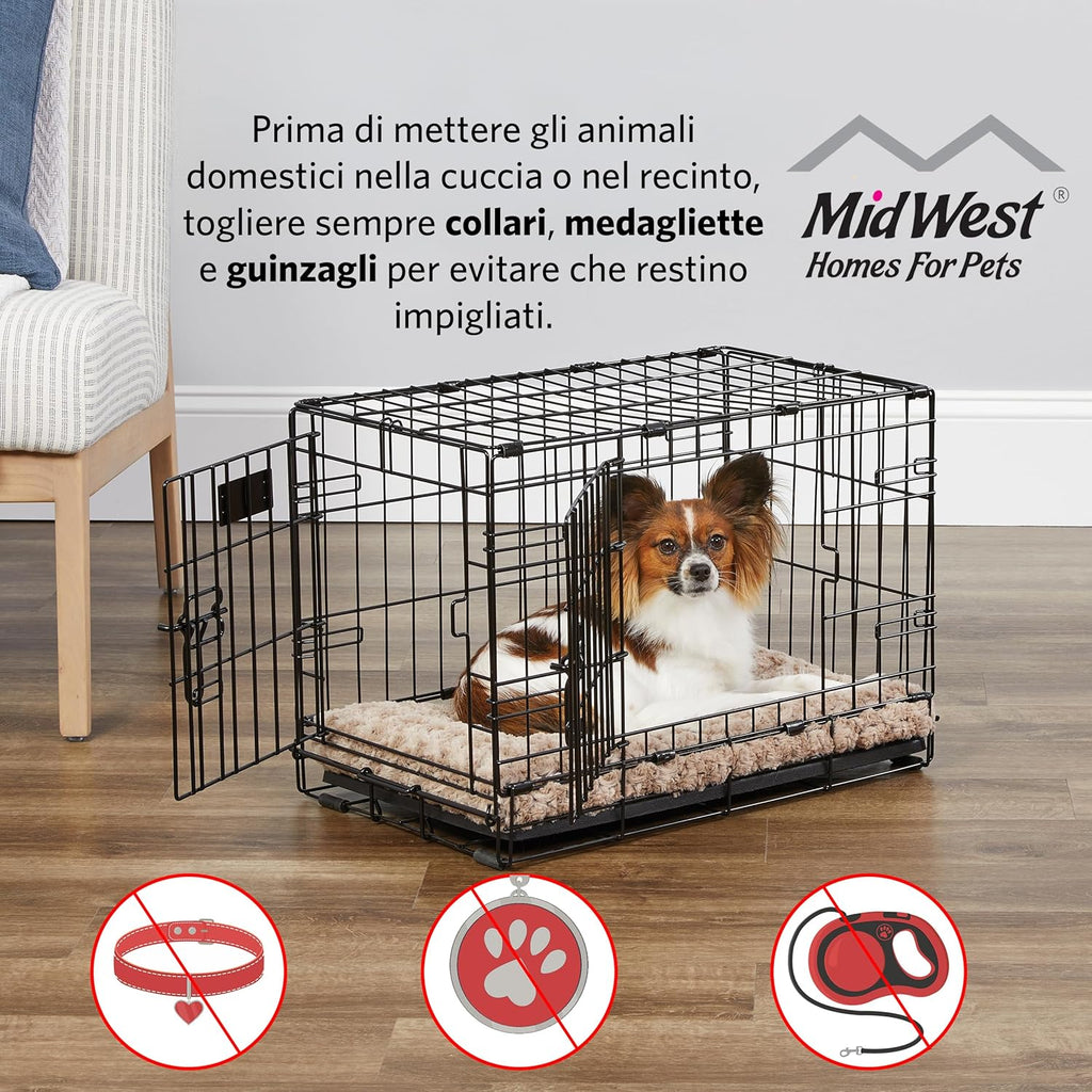 36-Inch LifeStages Crate for Medium-Large Breeds, 41-70 lbs, Double Door Folding Dog Crate with Divider Panel