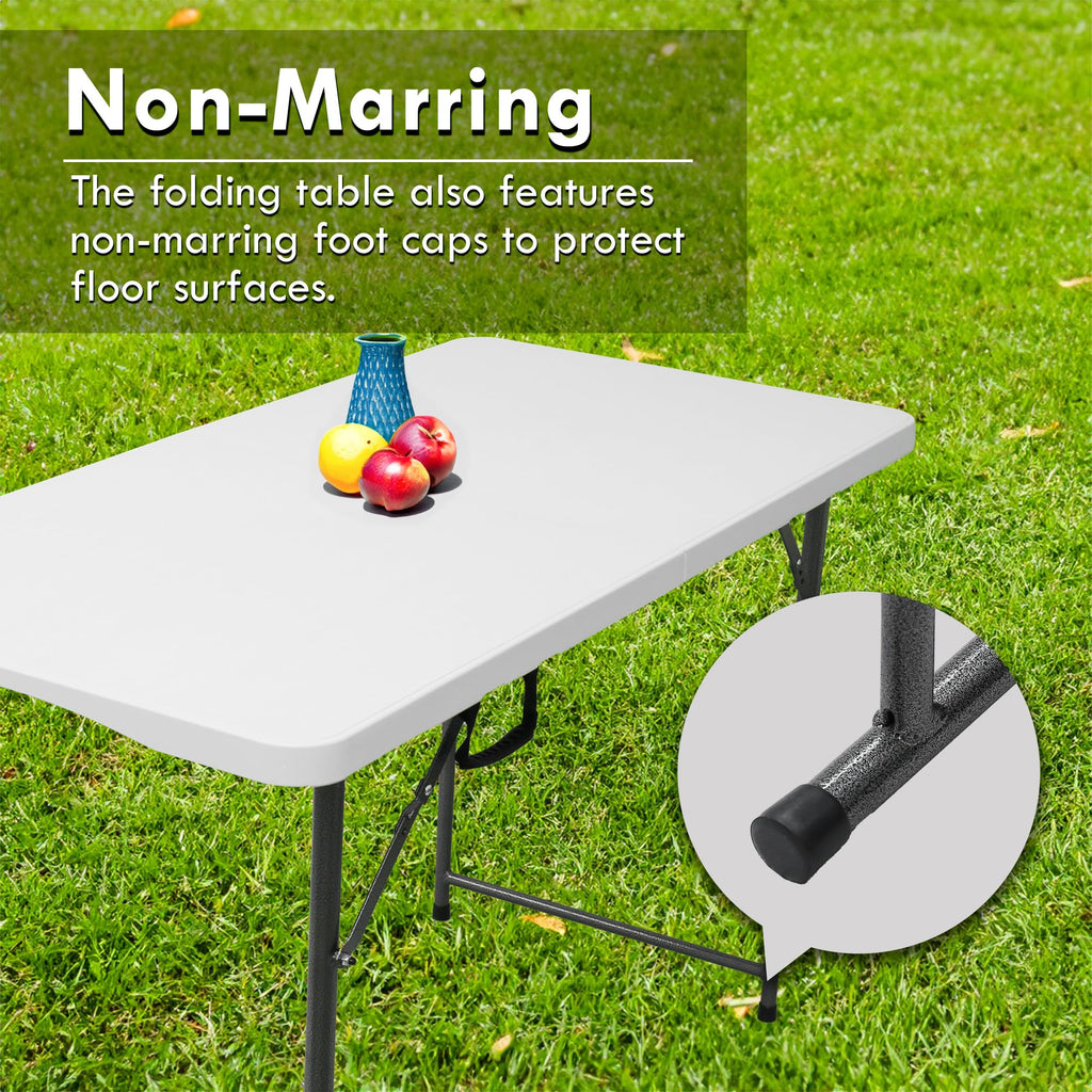 4ft Folding Table, Sturdy Outdoor Folding Table, Perfect for Camping Picnics Parties Durable Foldable Table with Easy