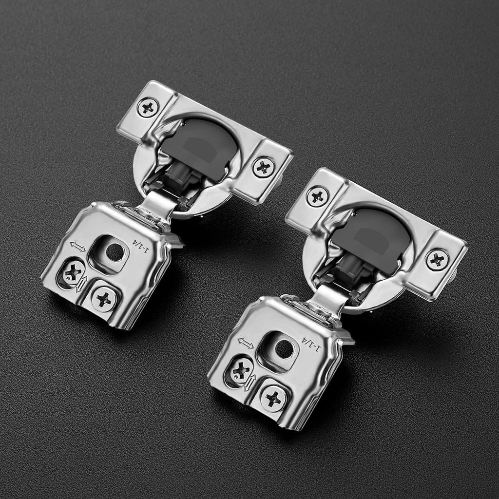 50 Pack 25 Pairs 1-1/4 inch Overlay Soft Close Hinges Hinges Satin Nickel Hidden Hinges Stainless Steel Concealed Hinge