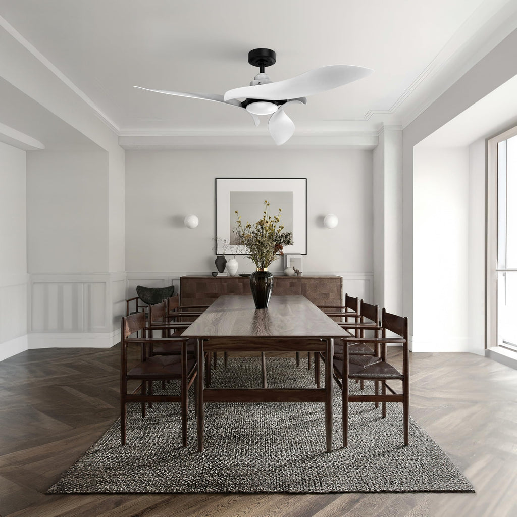 Gyro Ceiling Fans with Lights and Remote, 54 Inch Modern Bedroom Ceiling Fan with 3 Sculpted Blades, Reversible Ultra