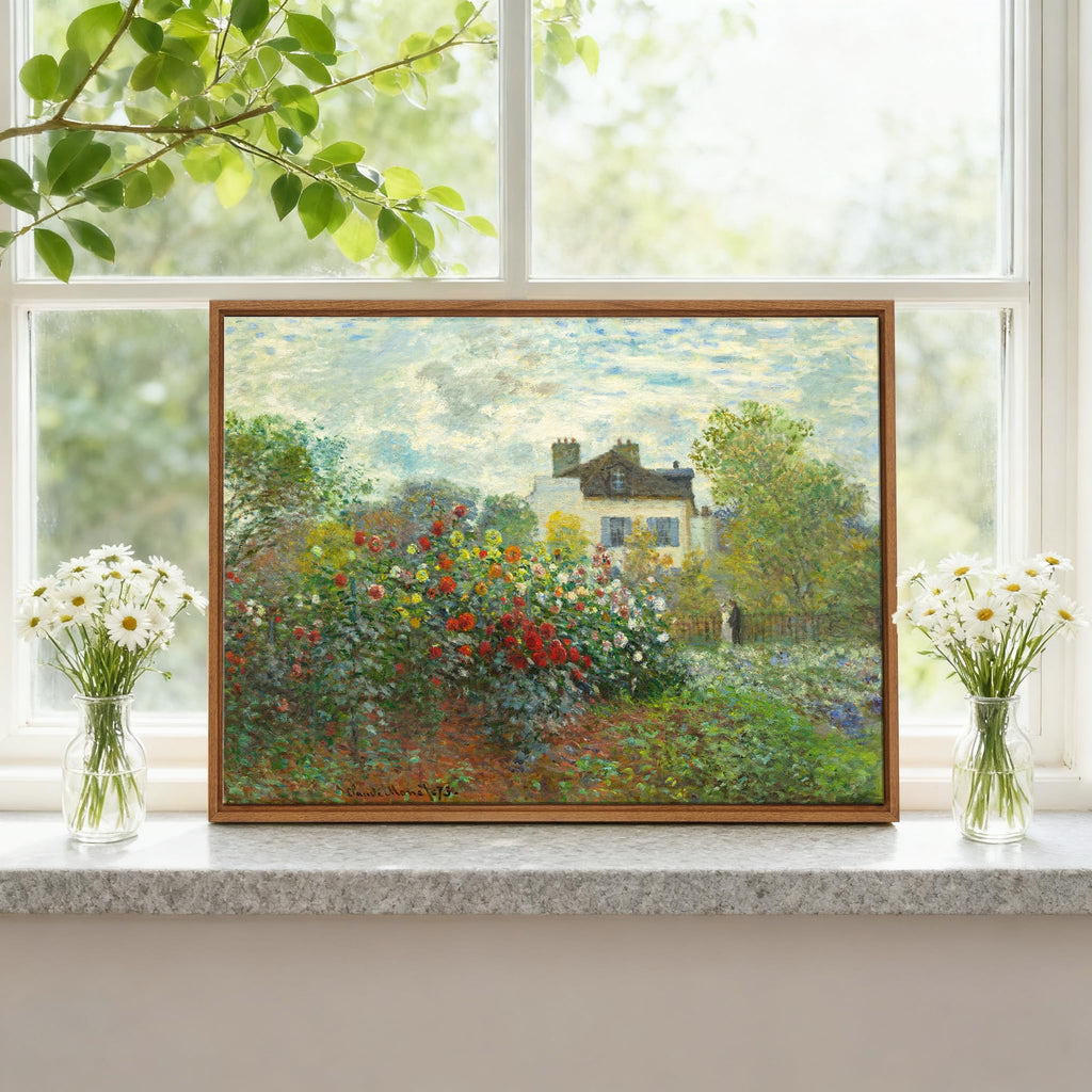 Monet Cottage Rose Garden Framed Canvas Wall Art Prints Retro