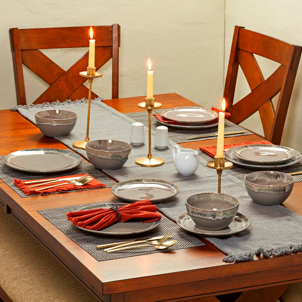 Gallery Tuscan Collection Reactive Glaze 12 Piece Stoneware Dinnerware Set Dining Kitchen Tableware Plates Bowls