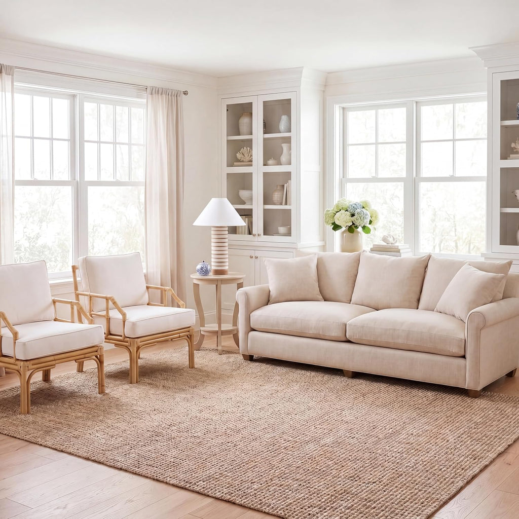 Area Rug - Natural Fiber Collection - Large - Natural Brown, Handmade Jute & Coir, Farmhouse Style, Chunky