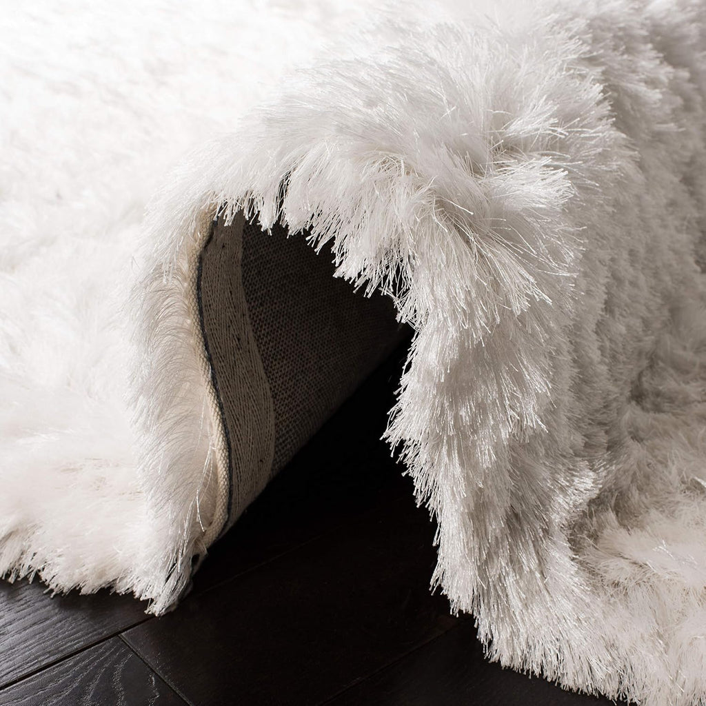 Ocean Shag Collection Runner Rug - 2'3" x 6', Ivory, Handmade Solid, 2.4-inch Thick Ideal for High Traffic Areas