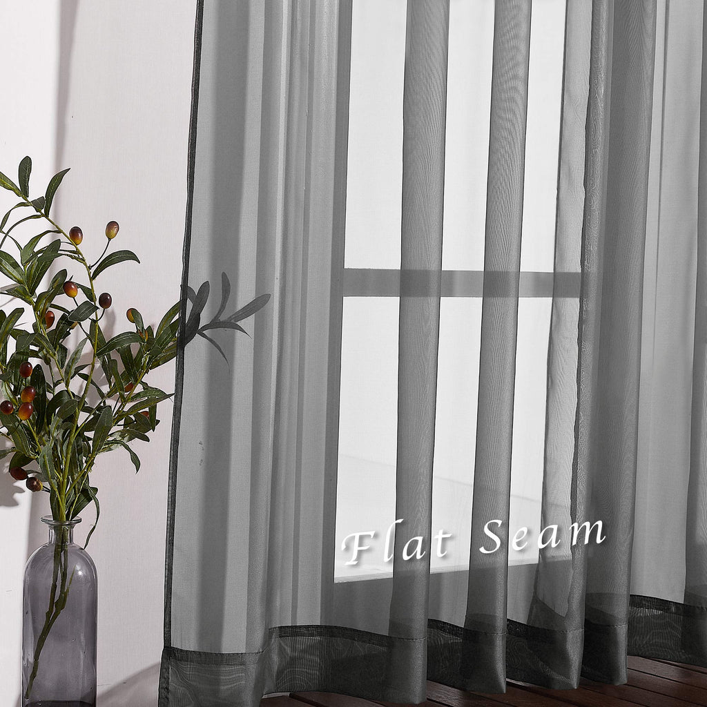 Sheer Curtains 120" Extra Long Voile Texture, Grommet Top Soft Voile Texture Window Draperies Lightweight & Airy