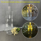 6 Set 26.8'' Tall Acrylic Candelabra Centerpieces,Clear 5 Arms Candlesticks Holder with Acrylic Shade for Candlelight