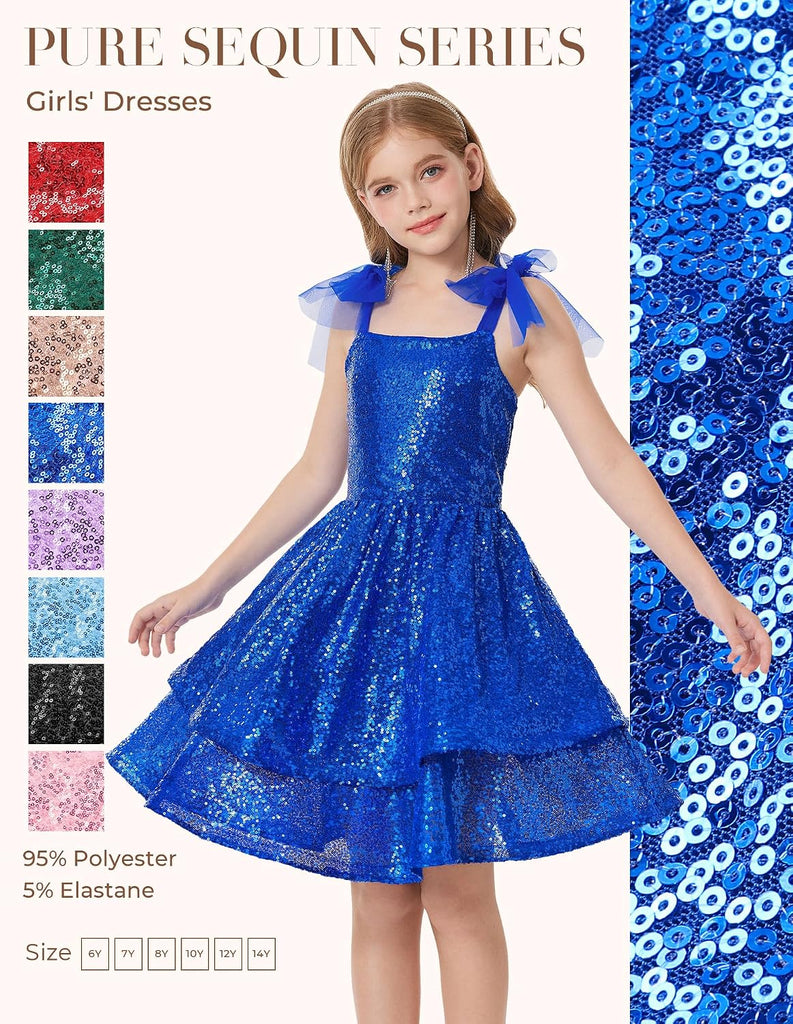 Girls Sparkly Sequin Formal Party Dress Fancy Dance