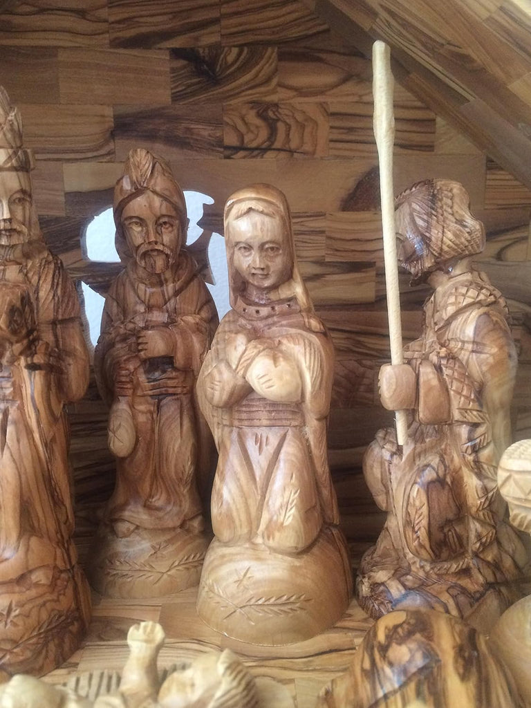 Olive Wood Deluxe Nativity Set (12 Pieces Set)