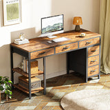 Computer Desk with 6 Drawers, Office Desk with Shelves, Reversible Gaming Desk, Corner Desk with Storage, Work, Study
