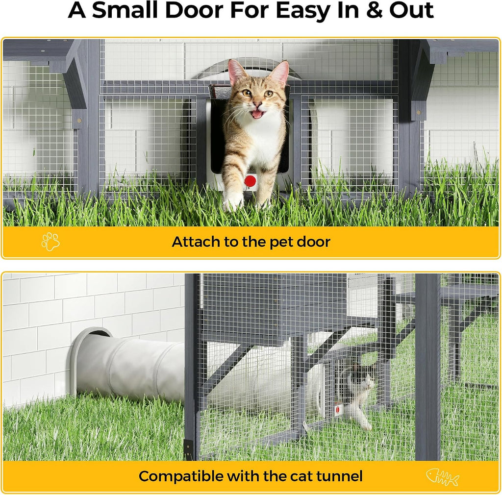 Large Cat Enclosure Catio Outdoor Walk-in Cat House, Grey