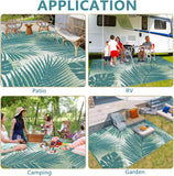 Plastic Outdoor Rug 8x10 Waterproof Outdoor Carpet Patio Rugs Tropical Camping Rug Outside RV Mat Ru