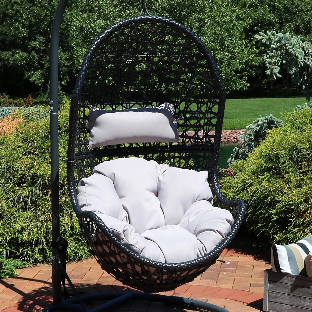 Cordelia Egg Chair with Cushions -Resin Wicker Hanging Chair with 265-Pound Weight Capacity - Hanging Swing Includes
