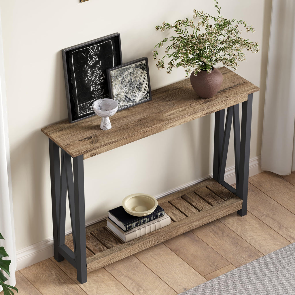 Farmhouse Console Table, Narrow Sofa Table, 40 Inch