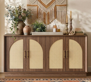 63.8" Sideboard Buffet Cabinet with Storage, Natural Walnut